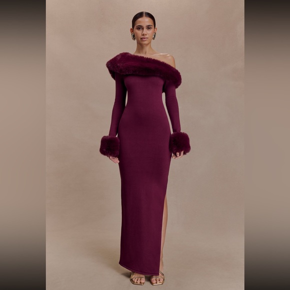 Meshki Dresses & Skirts - Meshki Karleigh Faux Fur Knit Maxi Dress